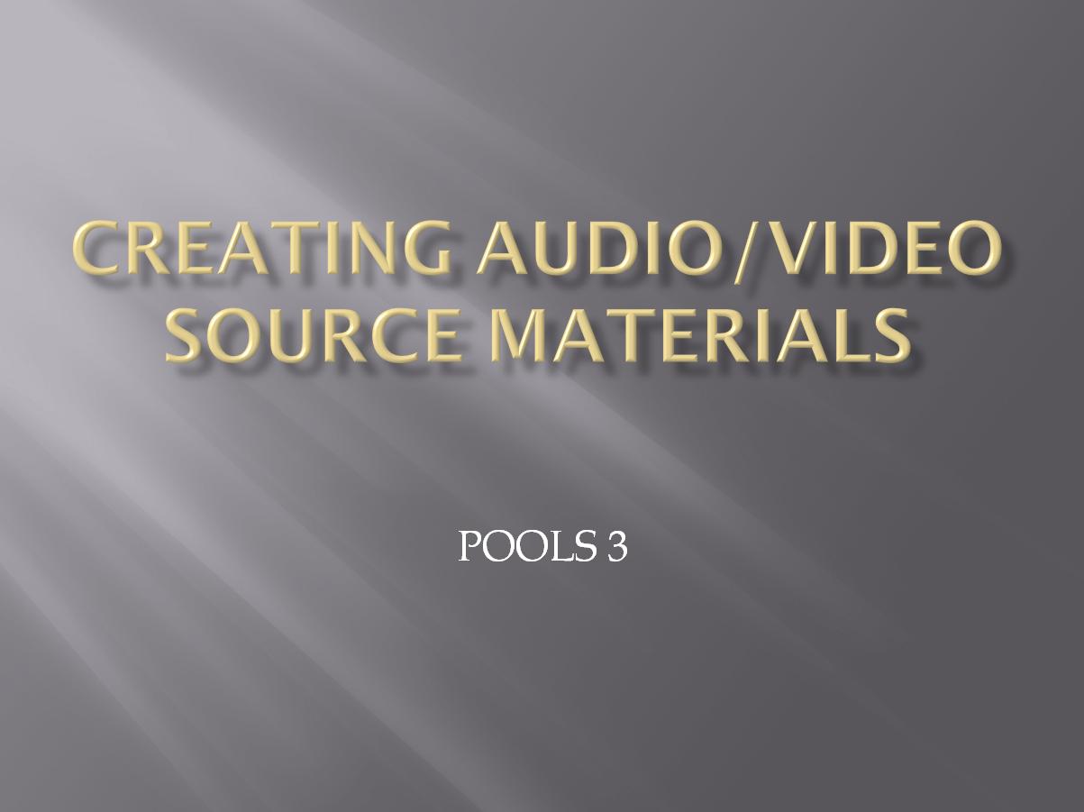 POOLS-3 audio and video presentation